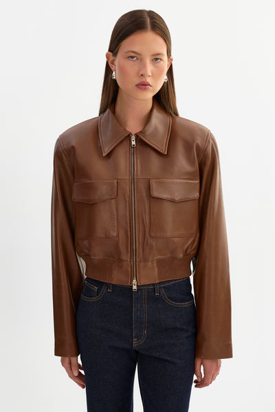 PERRY | Leather Bomber Jacket
