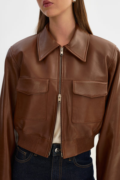 PERRY | Leather Bomber Jacket