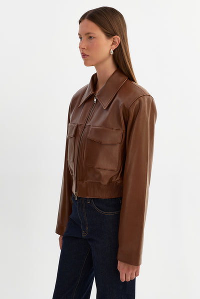 PERRY | Leather Bomber Jacket