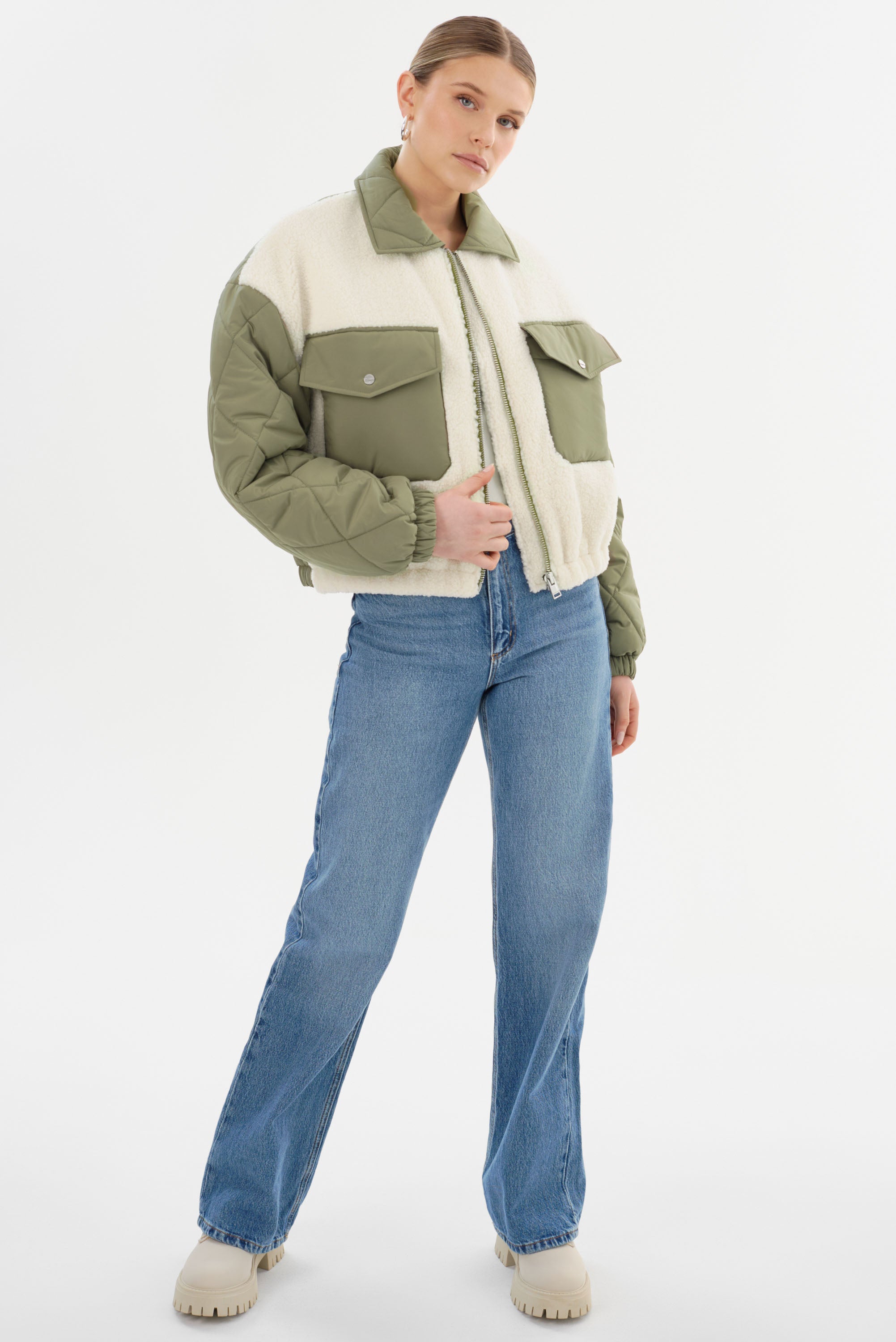 PEYTON | Blouson bomber en matières mixtes
