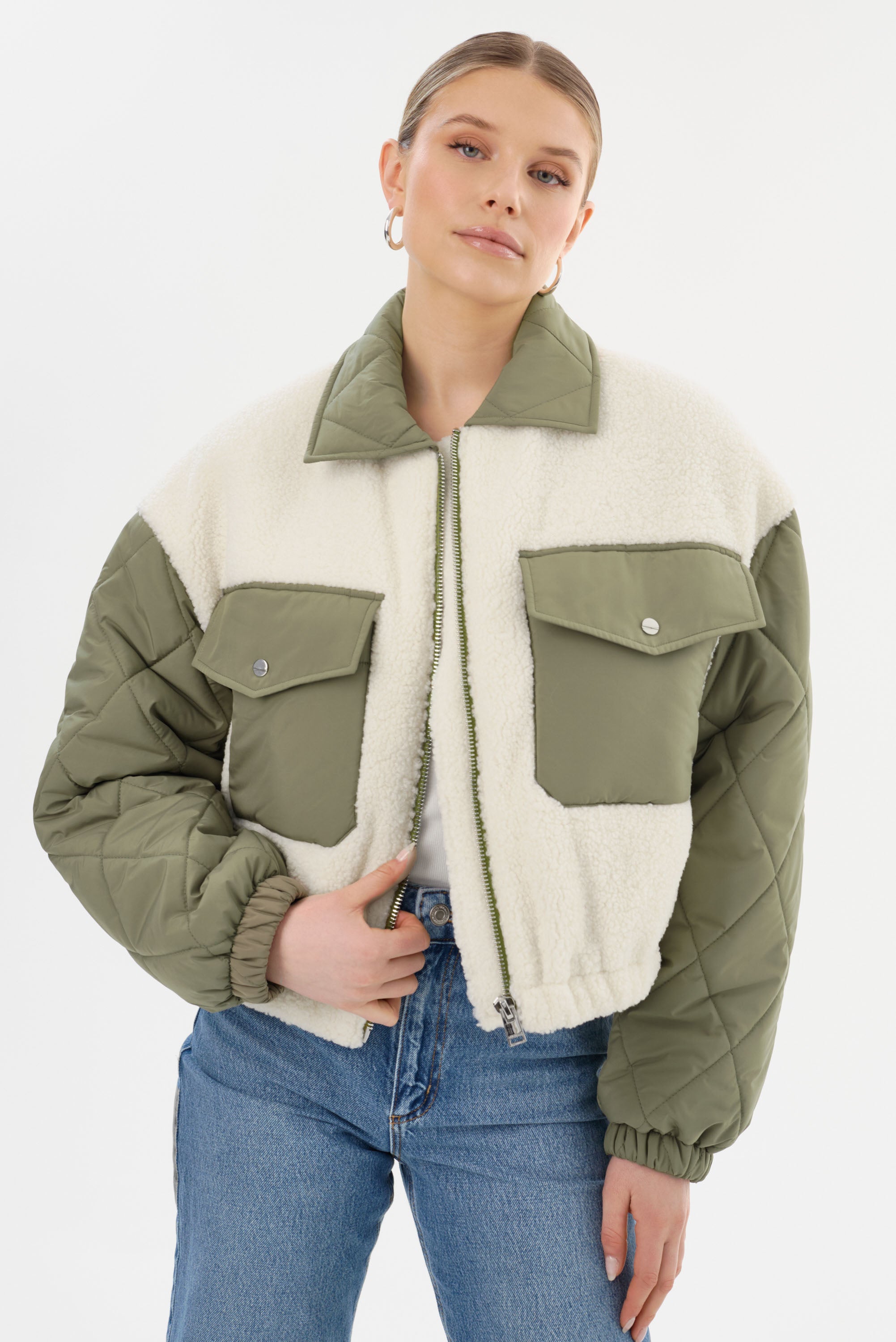 PEYTON | Blouson bomber en matières mixtes
