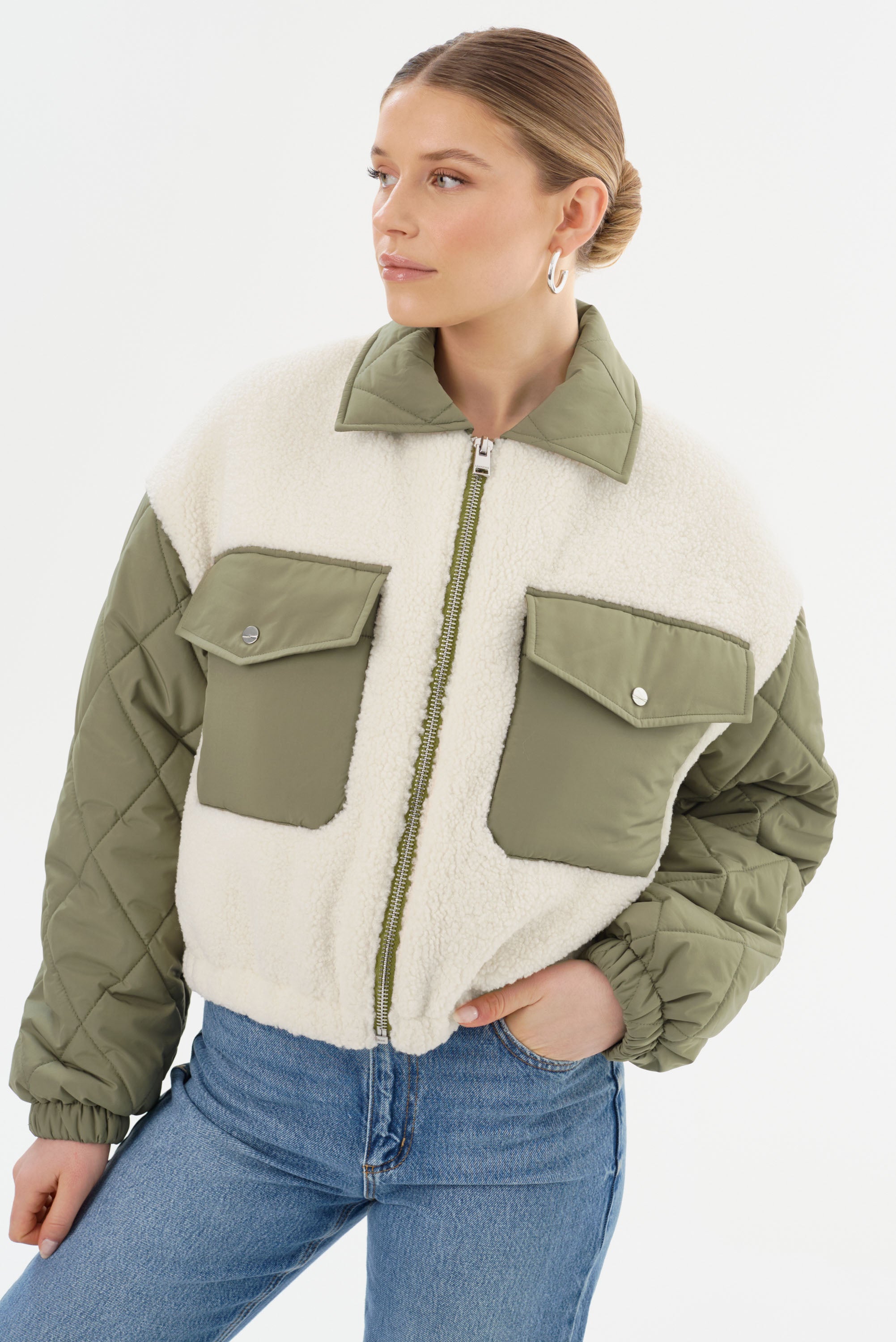 PEYTON | Blouson bomber en matières mixtes
