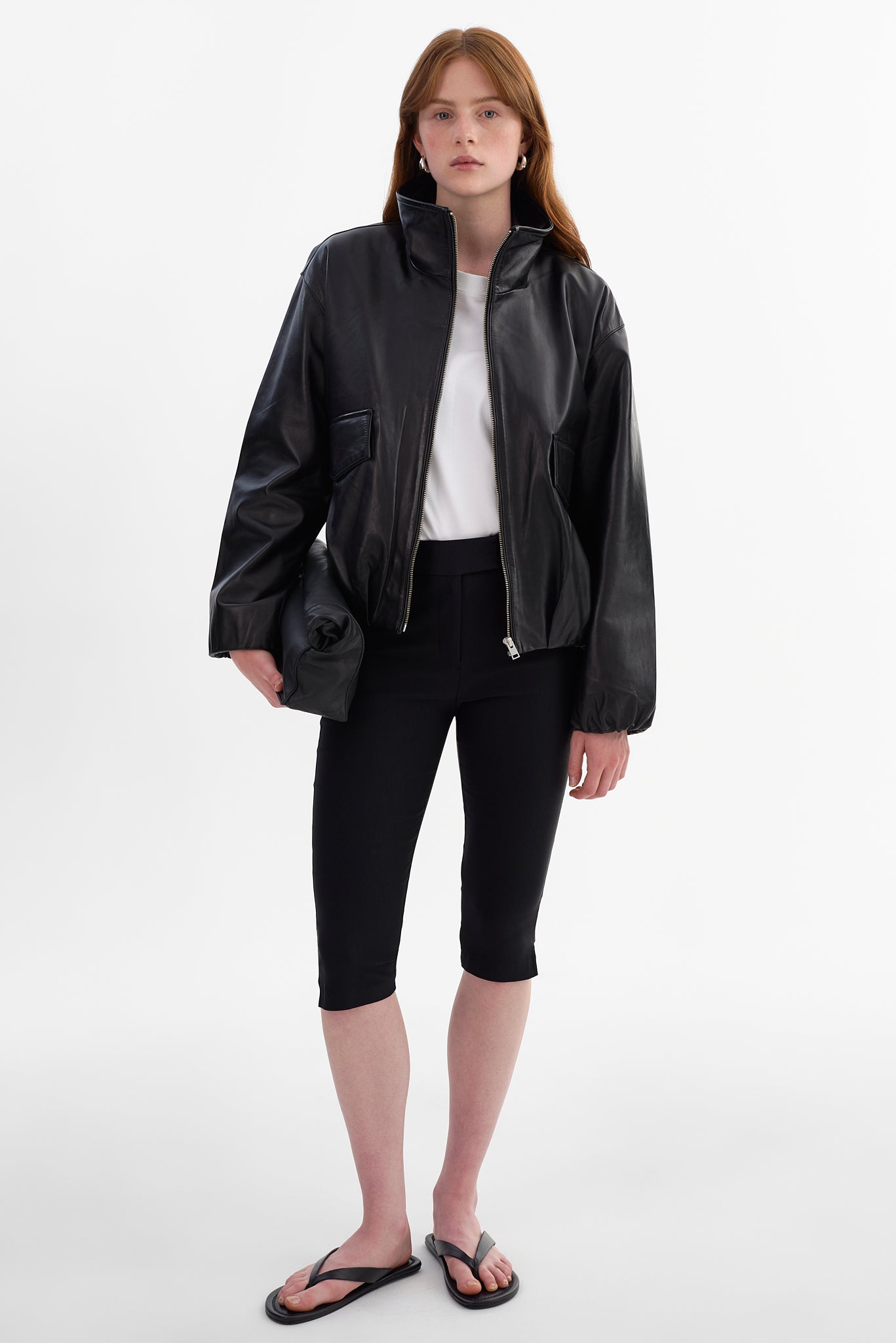 RAMONA | Funnel Neck Leather Jacket
