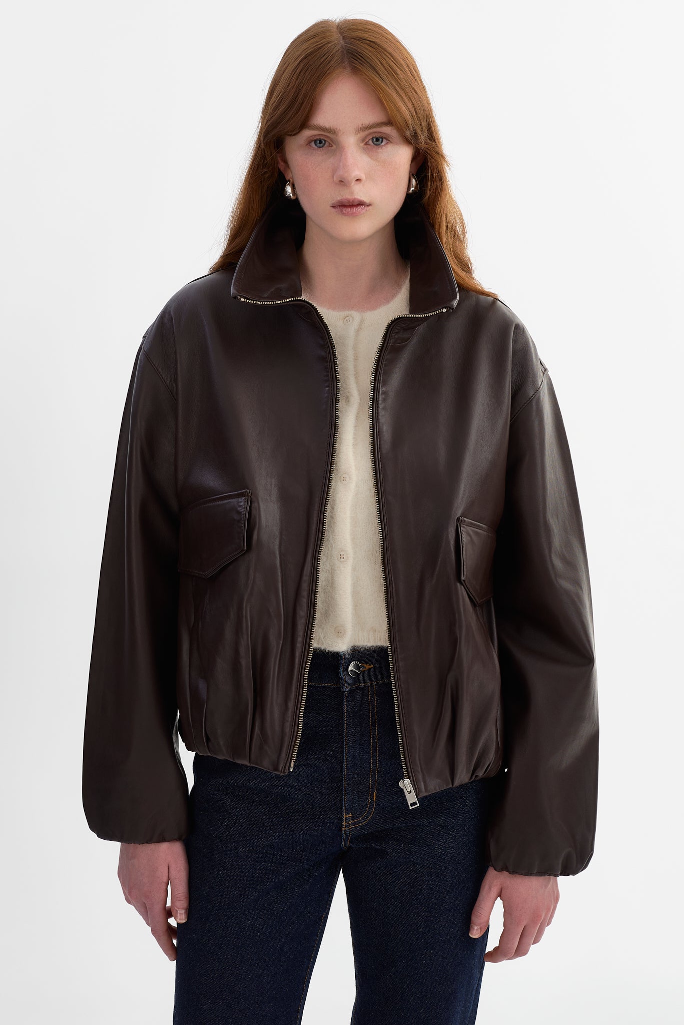 RAMONA | Funnel Neck Leather Jacket
