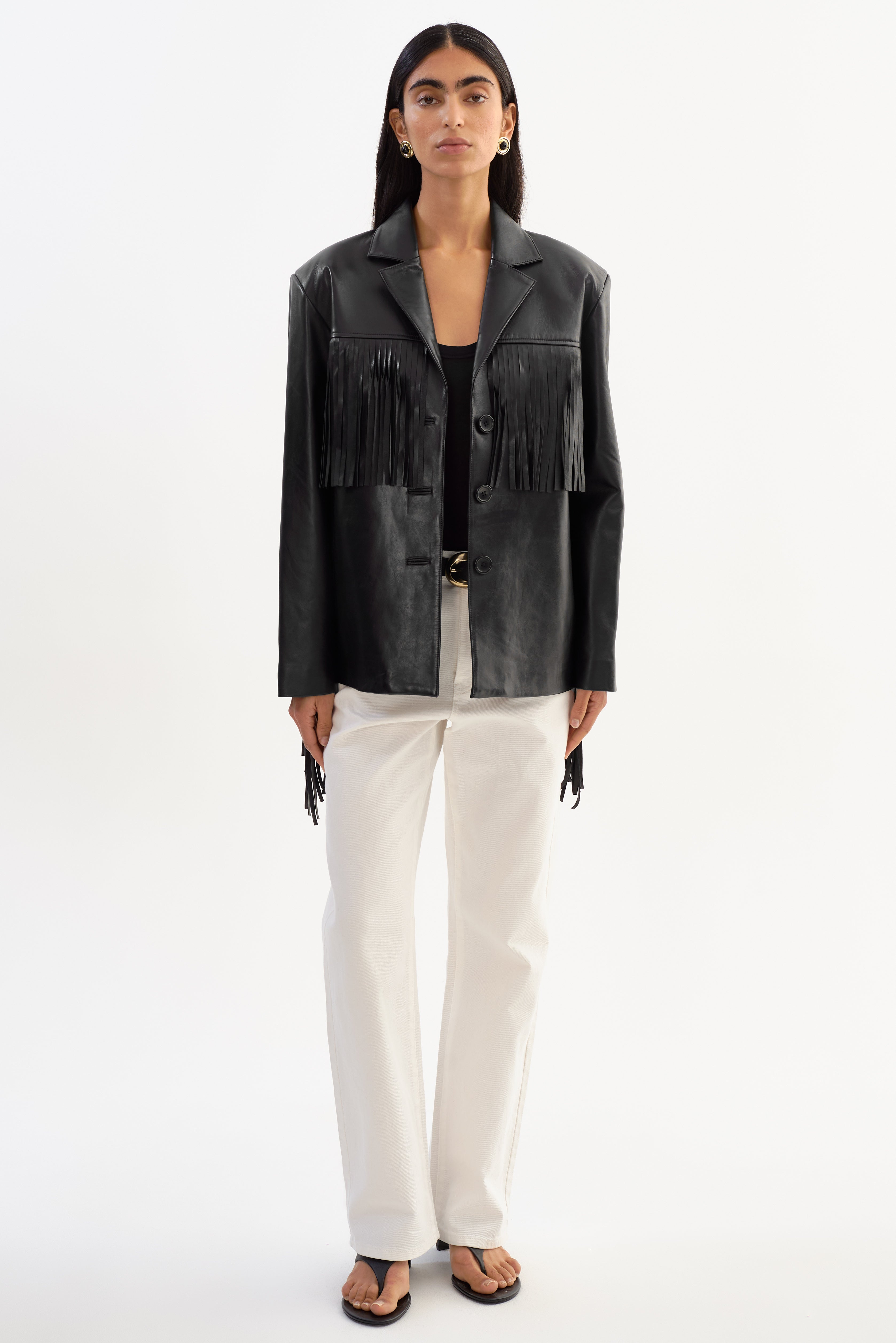 RIANNE | Leather Fringe Jacket