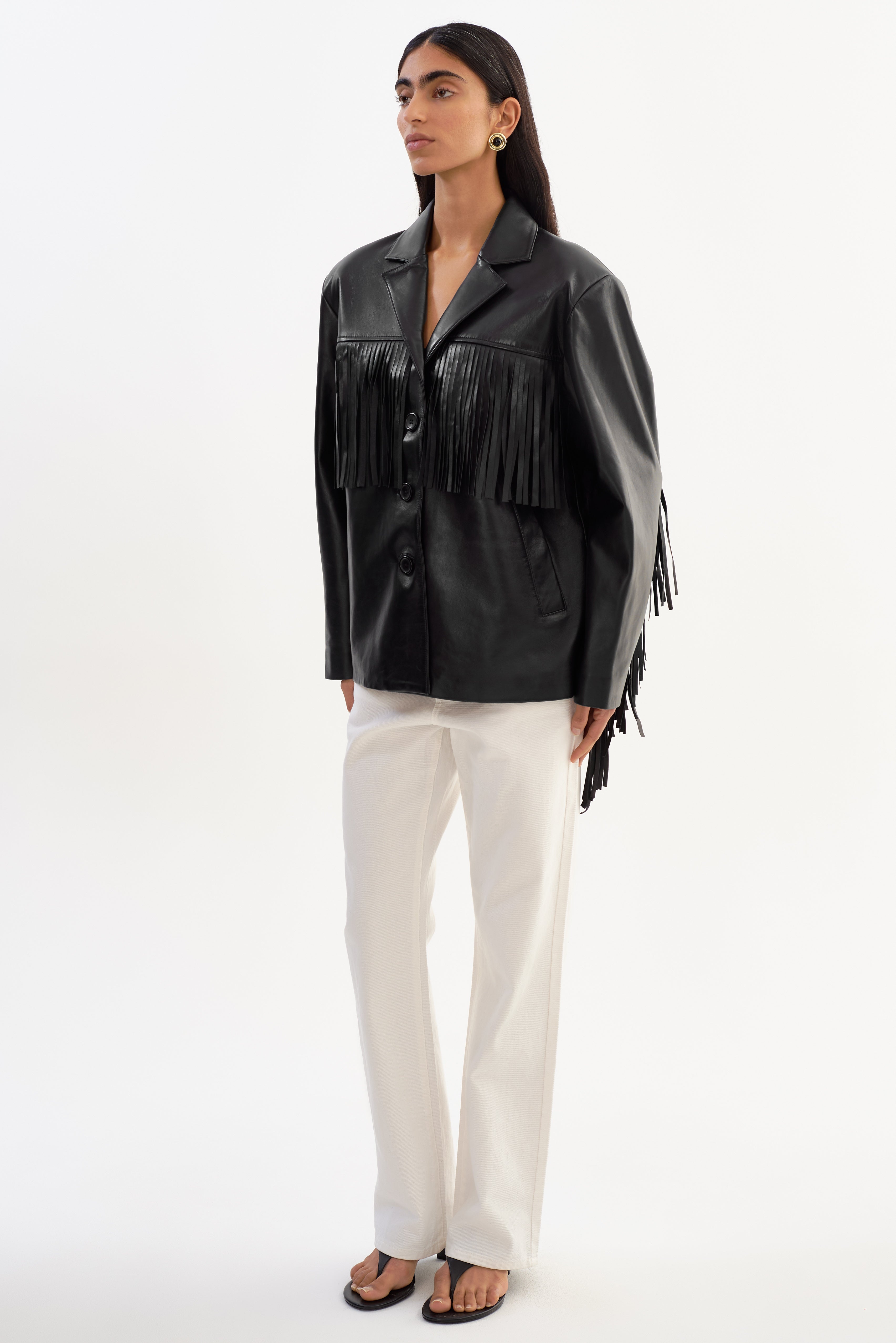 RIANNE | Leather Fringe Jacket