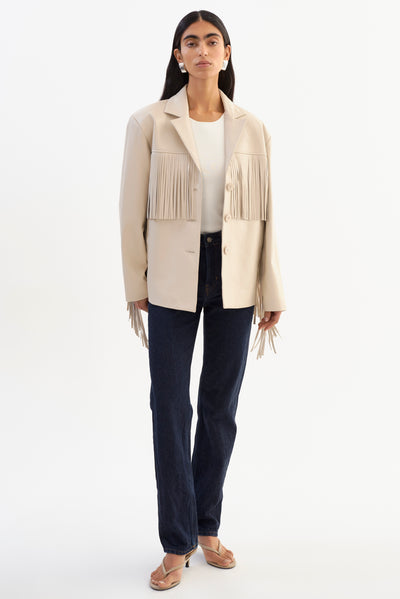 RIANNE | Leather Fringe Jacket