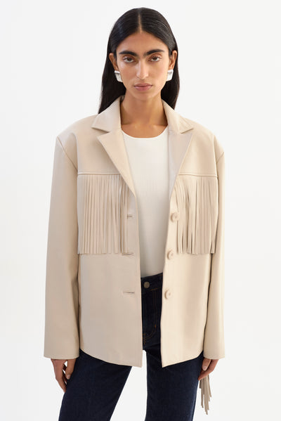 RIANNE | Leather Fringe Jacket