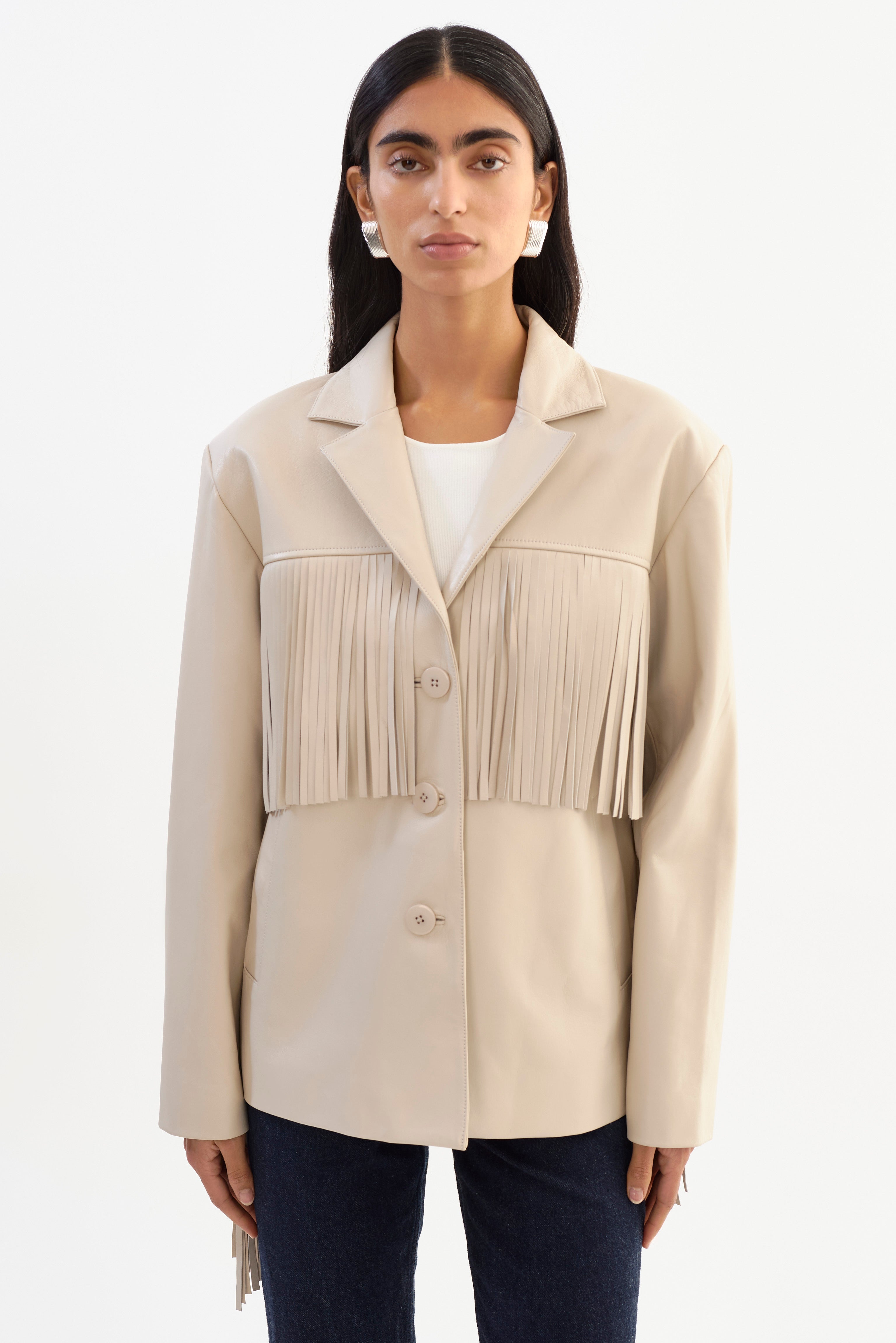 RIANNE | Leather Fringe Jacket