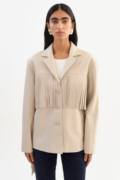 RIANNE | Leather Fringe Jacket