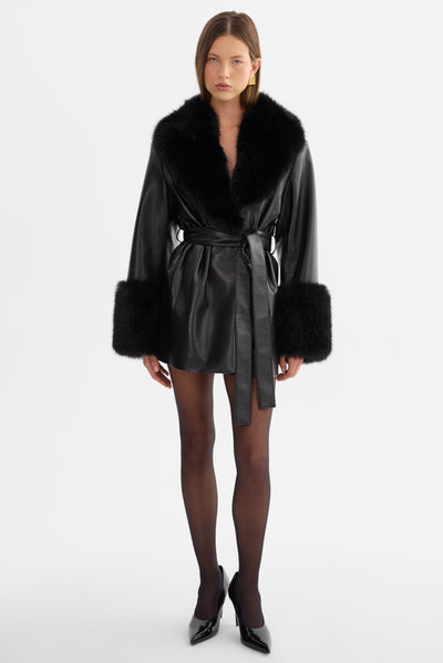 ROSABELLA | Recycled Leather Mid-Length Coat