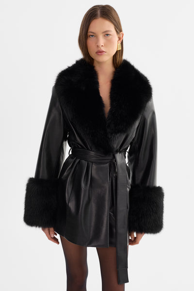 ROSABELLA | Recycled Leather Mid-Length Coat