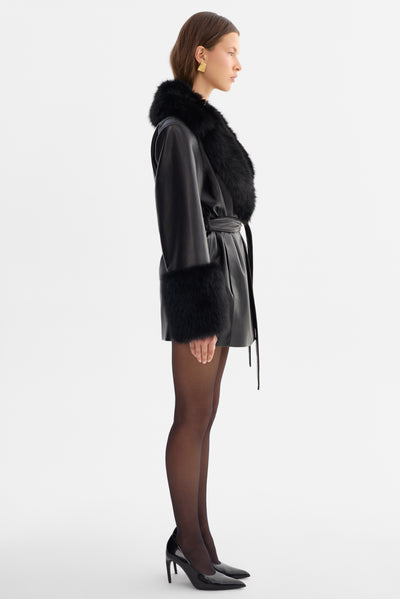 ROSABELLA | Recycled Leather Mid-Length Coat