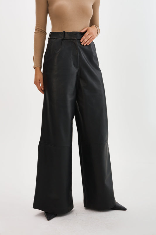 ROSSA | Wide Leg Leather Trousers