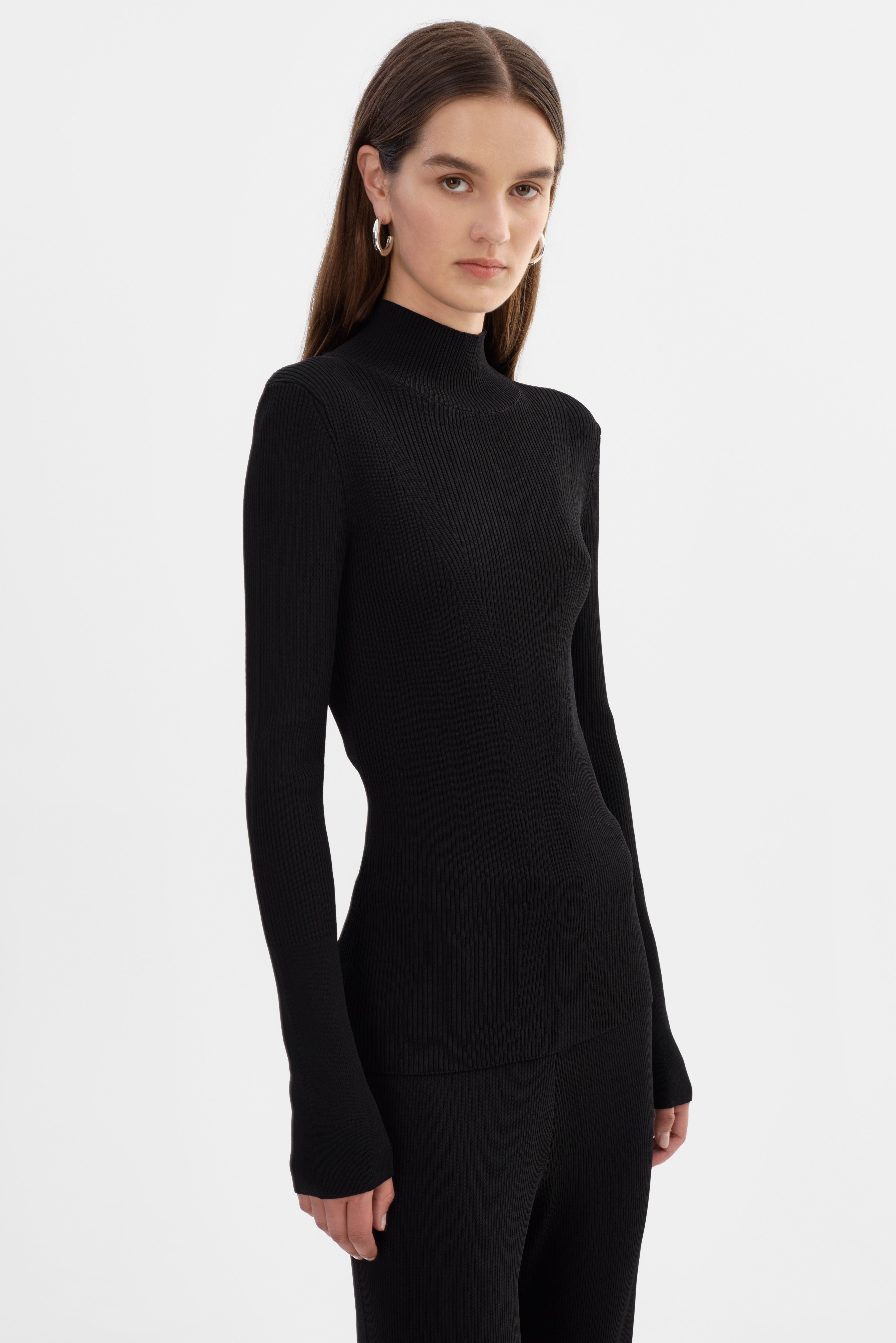 SANDRINE | Long Sleeve Mock Neck Top