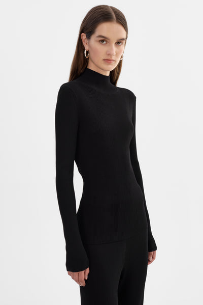 SANDRINE | Long Sleeve Mock Neck Top