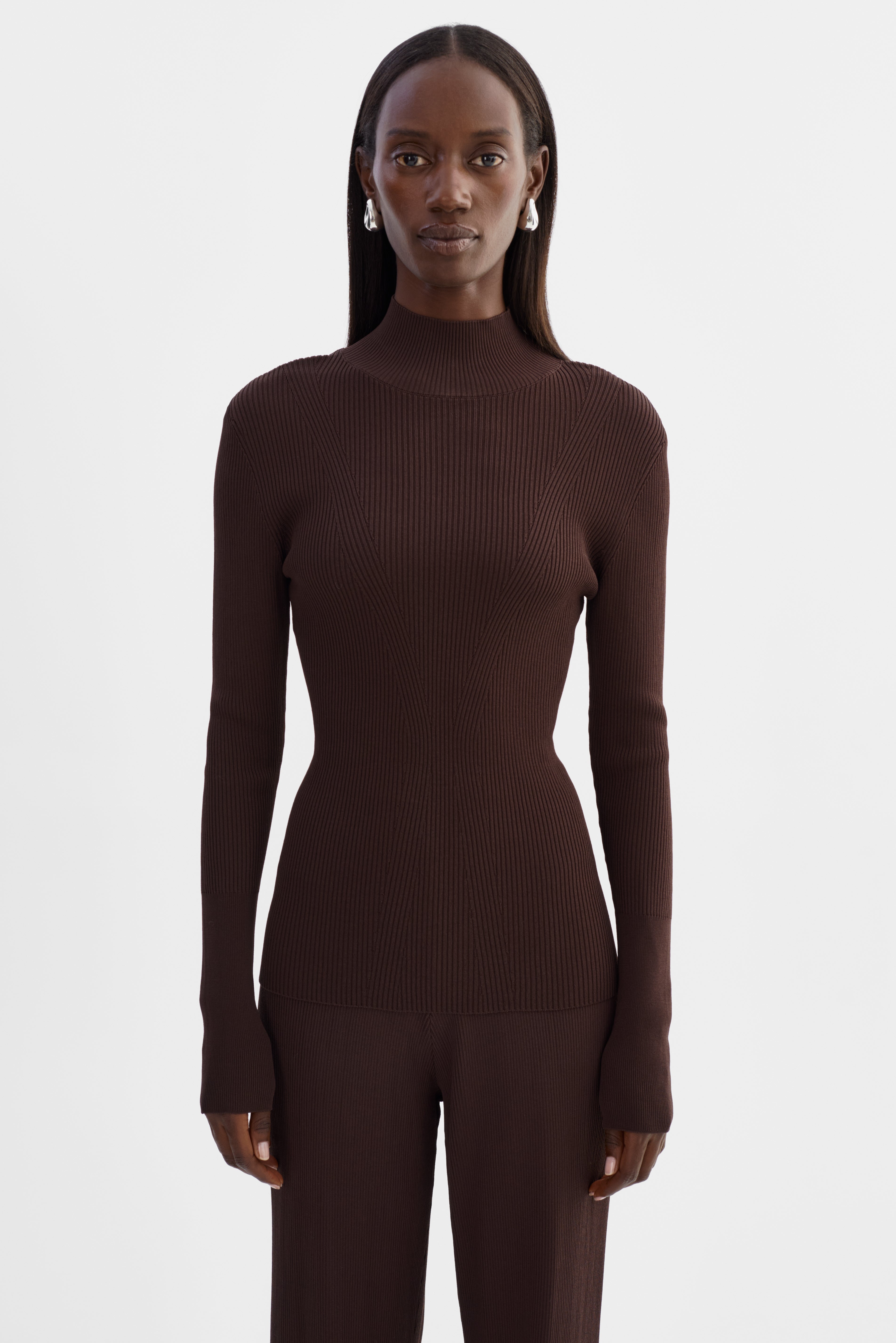 SANDRINE | Long Sleeve Mock Neck Top