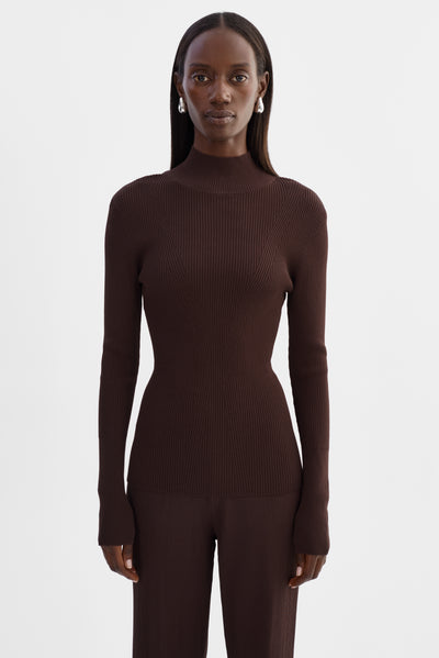 SANDRINE | Long Sleeve Mock Neck Top