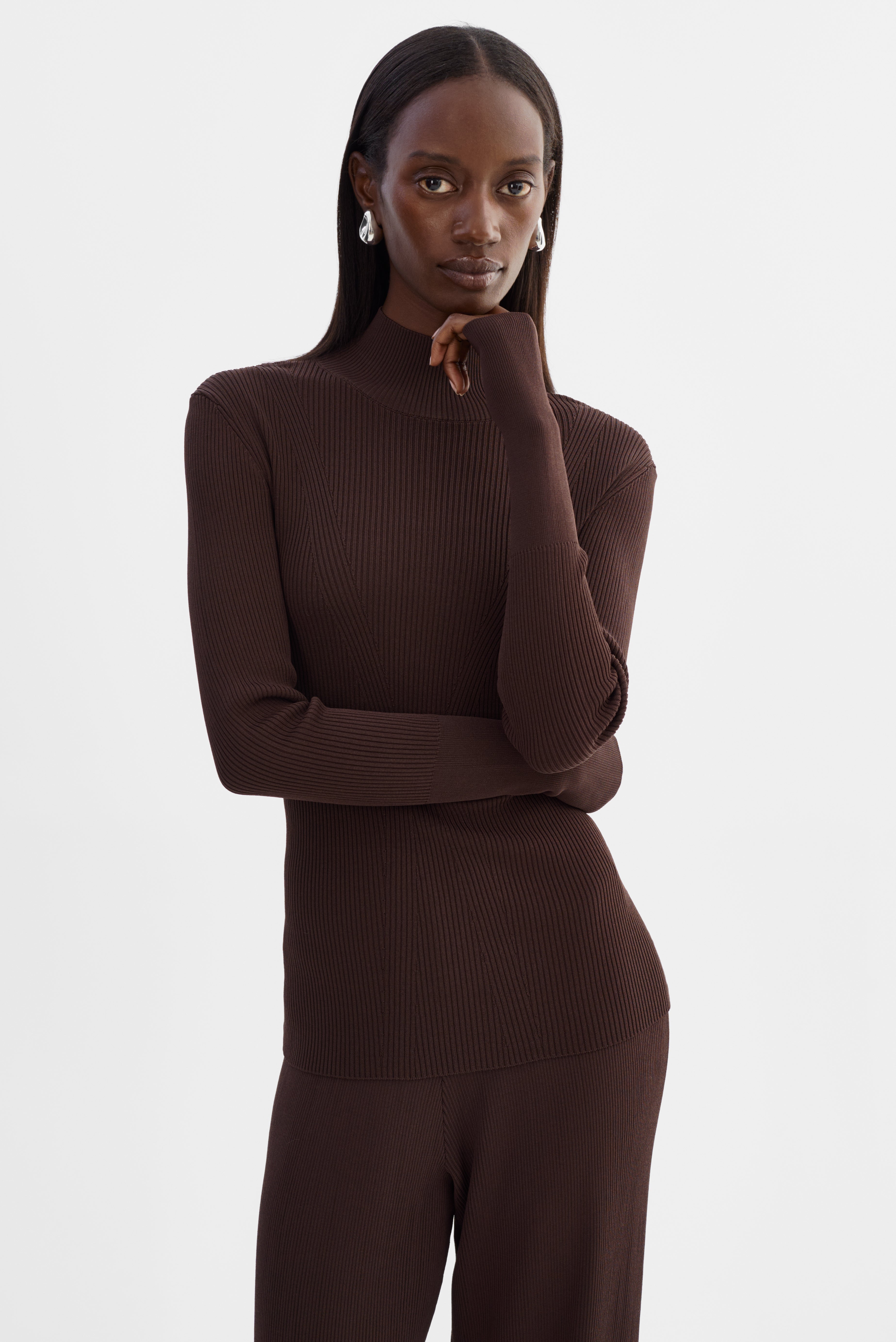 SANDRINE | Long Sleeve Mock Neck Top