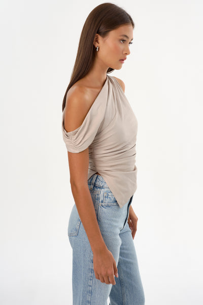 SANNE | Leather Draped Top