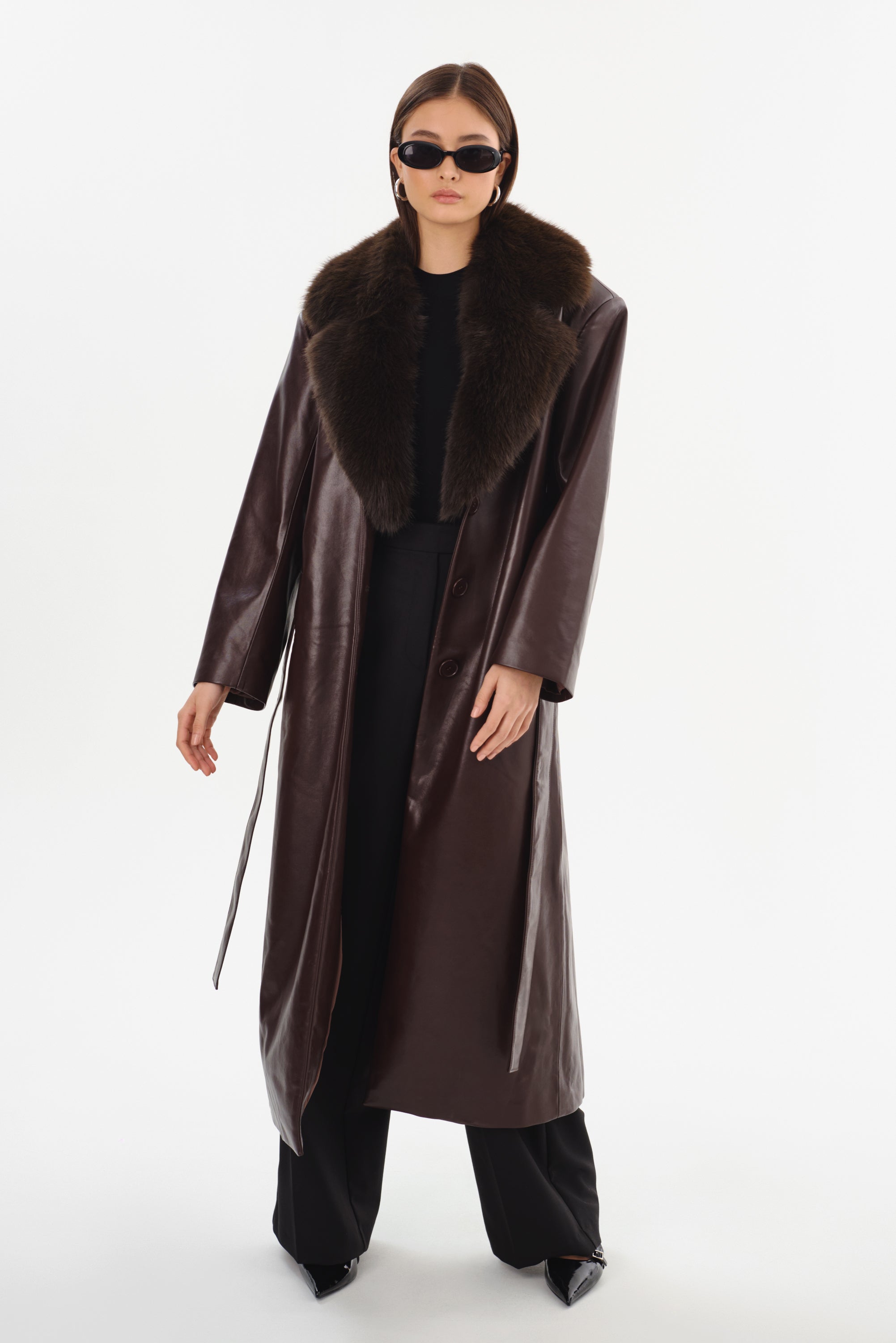 SARITA | Manteau Long en Cuir Recyclé