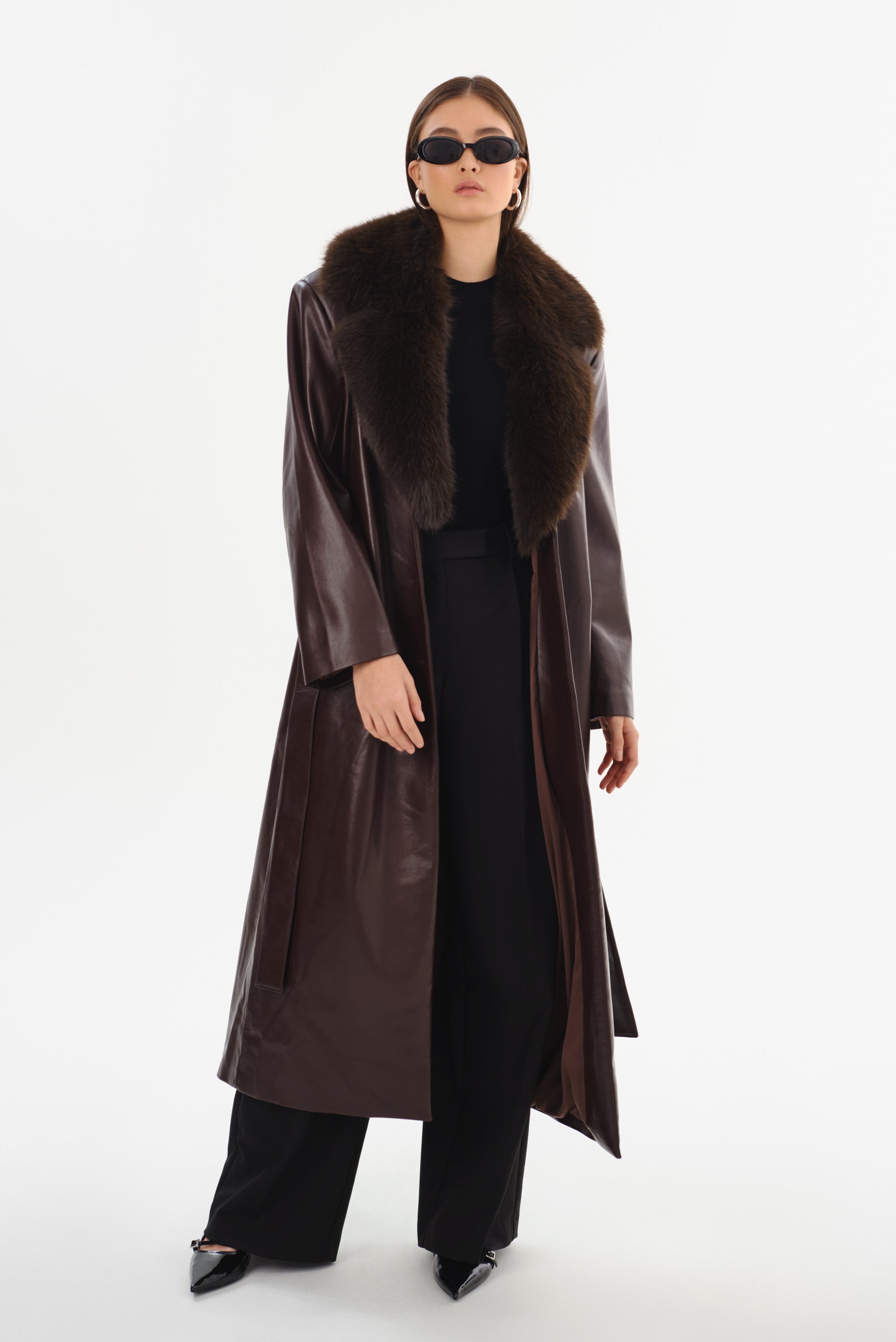 SARITA | Manteau Long en Cuir Recyclé