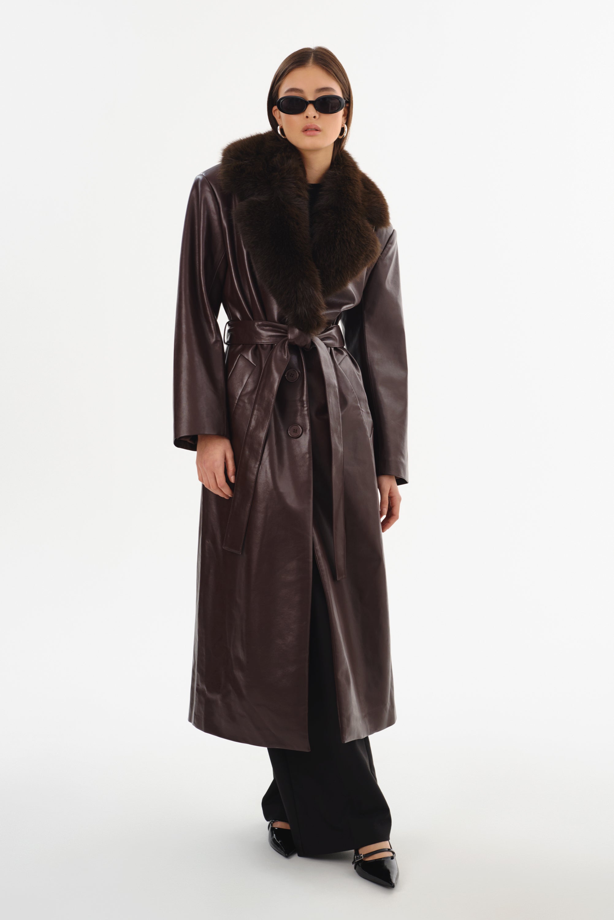 SARITA | Manteau Long en Cuir Recyclé