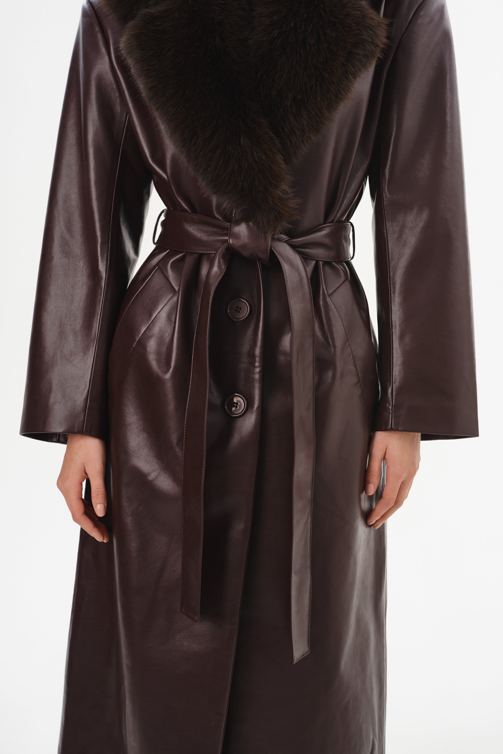 SARITA | Manteau Long en Cuir Recyclé