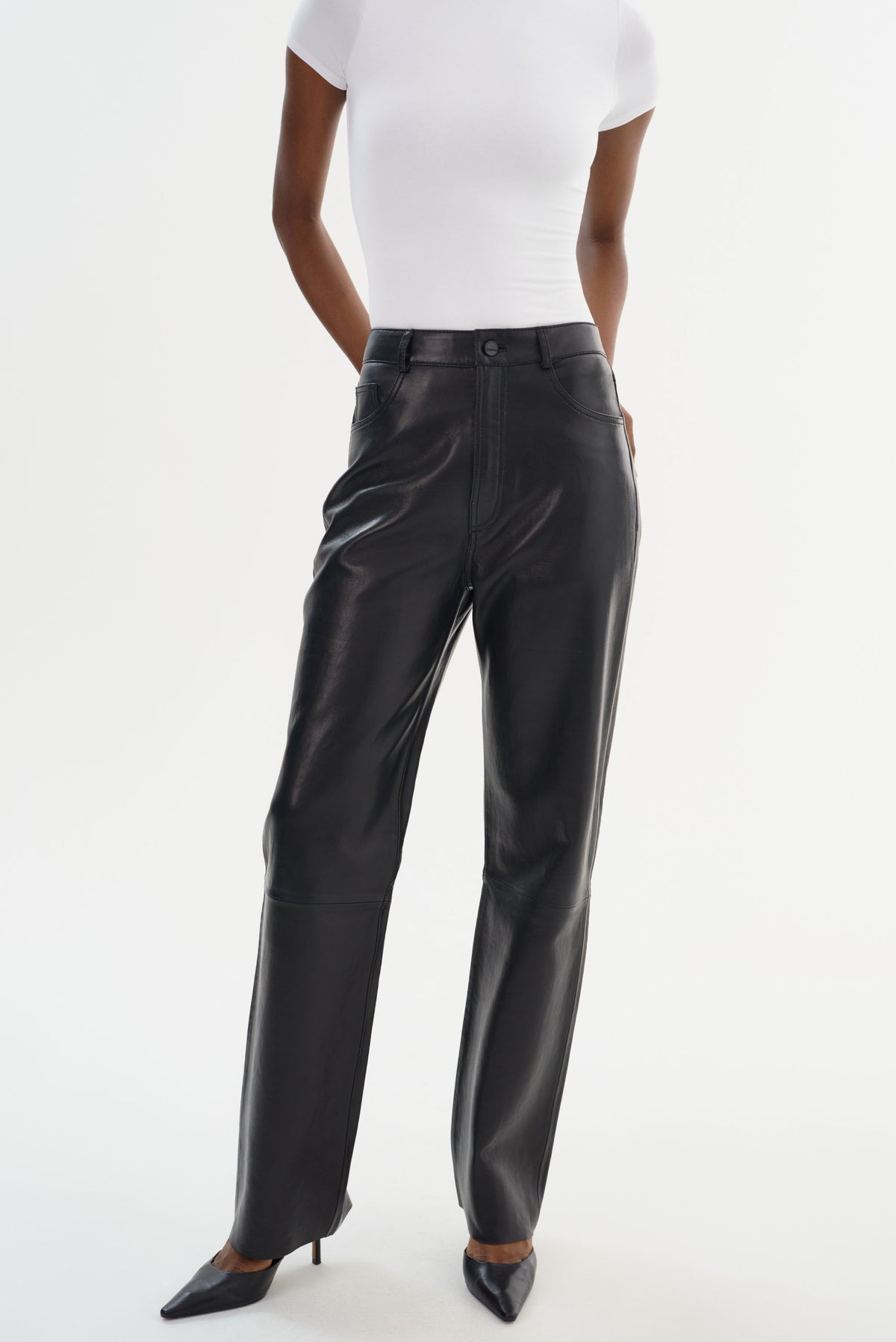 Pantalon En Cuir Stretch Lamarque Faris - Taille 2, Imprimé Serpent Ardoise, Neuf Avec étiquettes