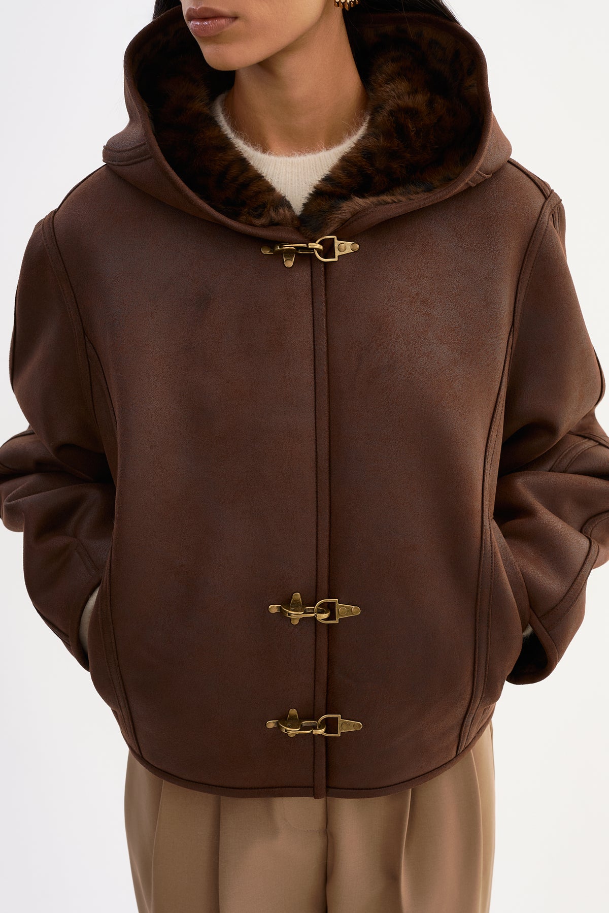 SHERYLL | Hooded Faux Suede Jacket