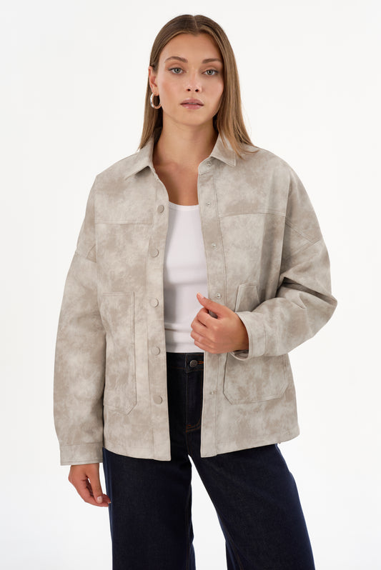 SIDONIE | Faux Leather Oversized Jacket
