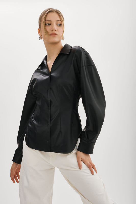 SKYLAR | Faux Leather Shirt