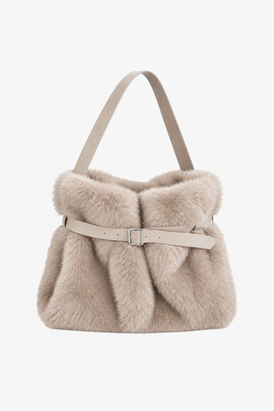 SPARA | Belted Faux Fur Bucket Bag