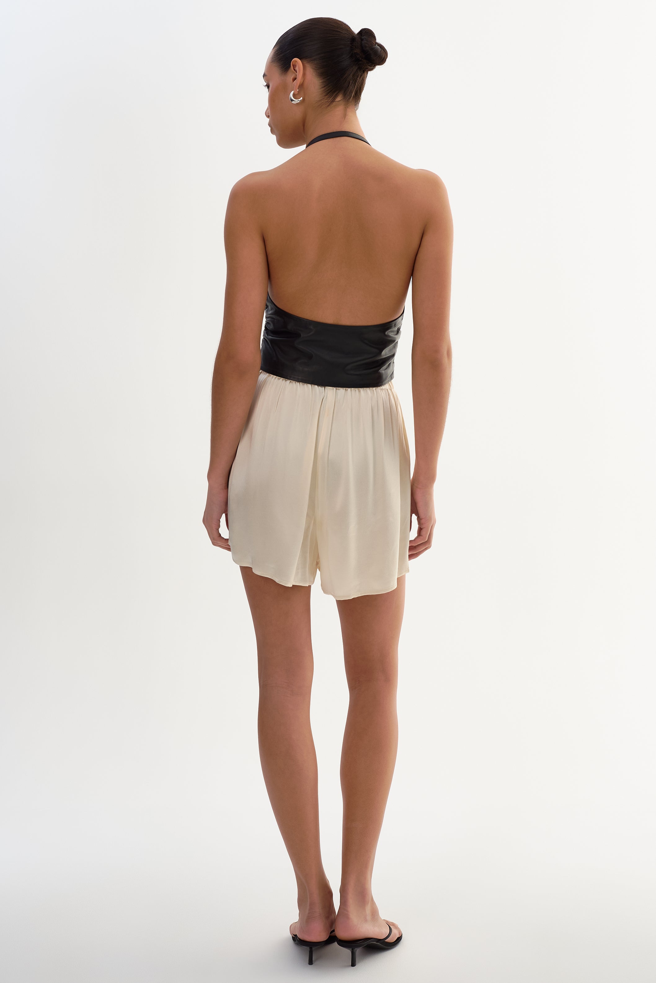 SYEDA | Cowl Neck Leather Top