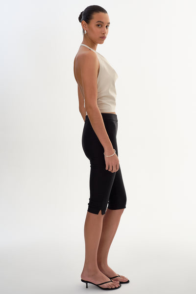 SYEDA | Cowl Neck Leather Top