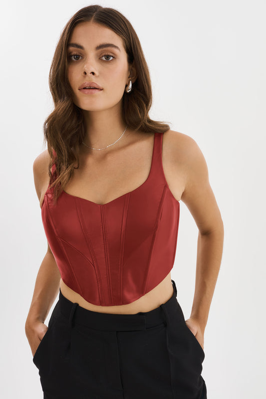 TABIA | Leather Corset Top