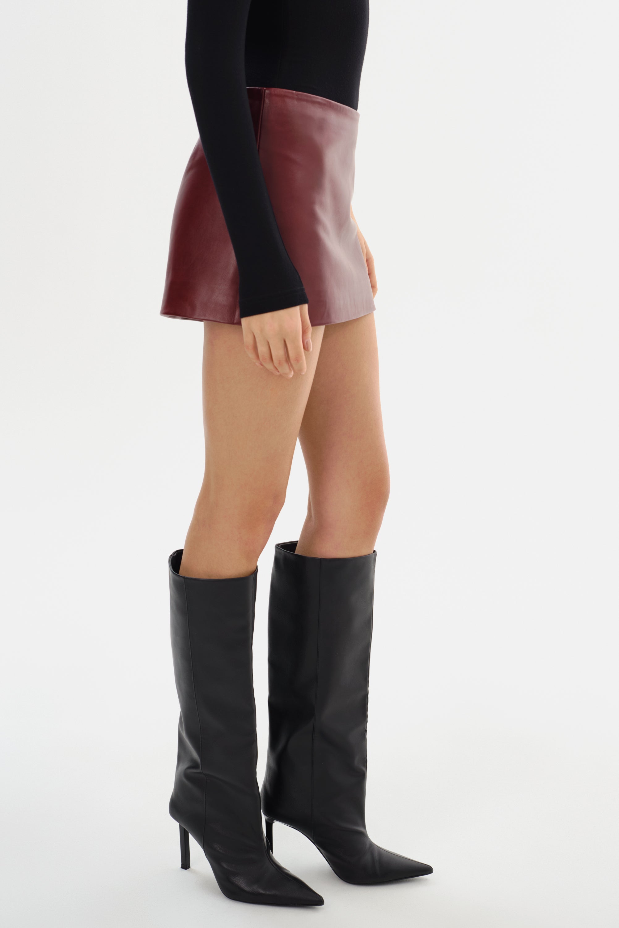 THALIA | Mini-jupe en cuir taille mi-haute