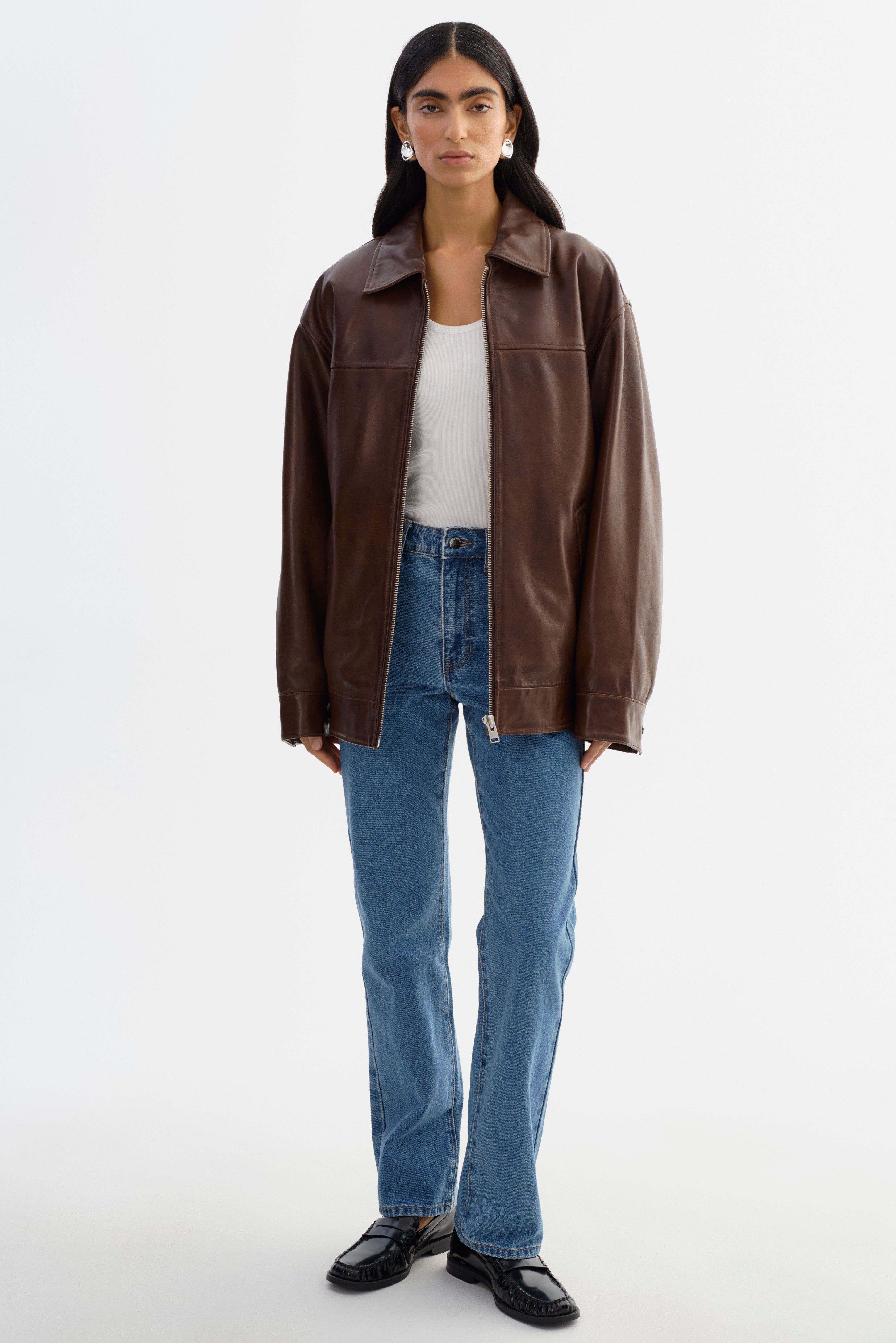 THEIA | Leather Bomber Jacket – LAMARQUE