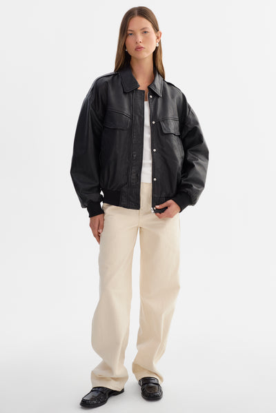 TREVANNA | Leather Bomber Jacket