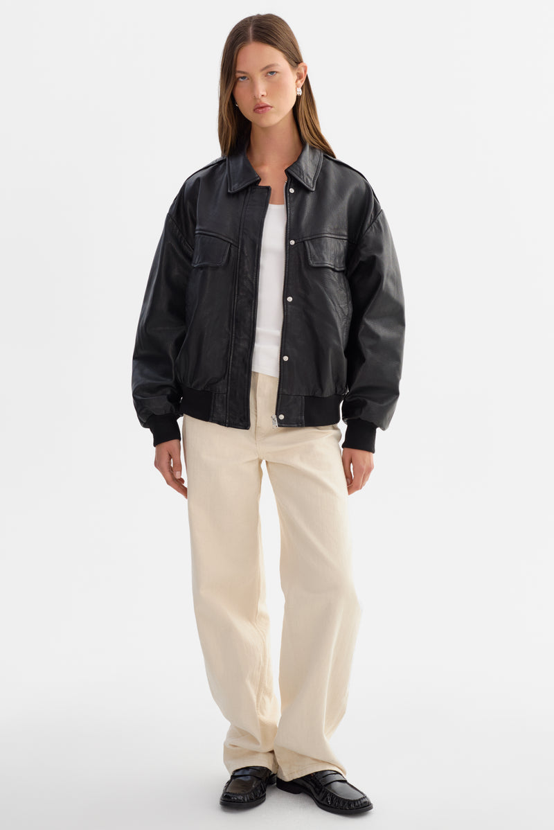 Leather Bomber Jacket