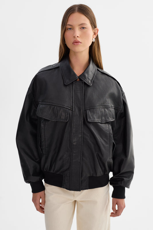 TREVANNA | Leather Bomber Jacket