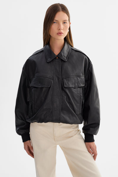 TREVANNA | Leather Bomber Jacket