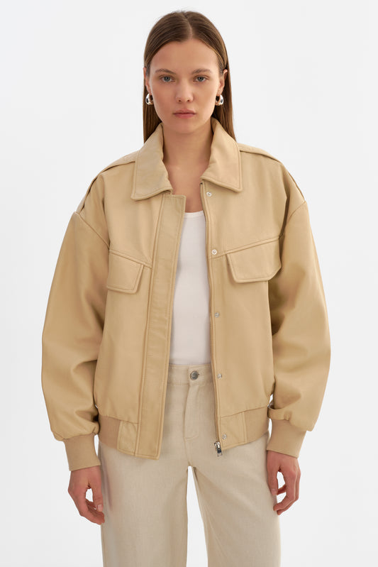 TREVANNA | Leather Bomber Jacket