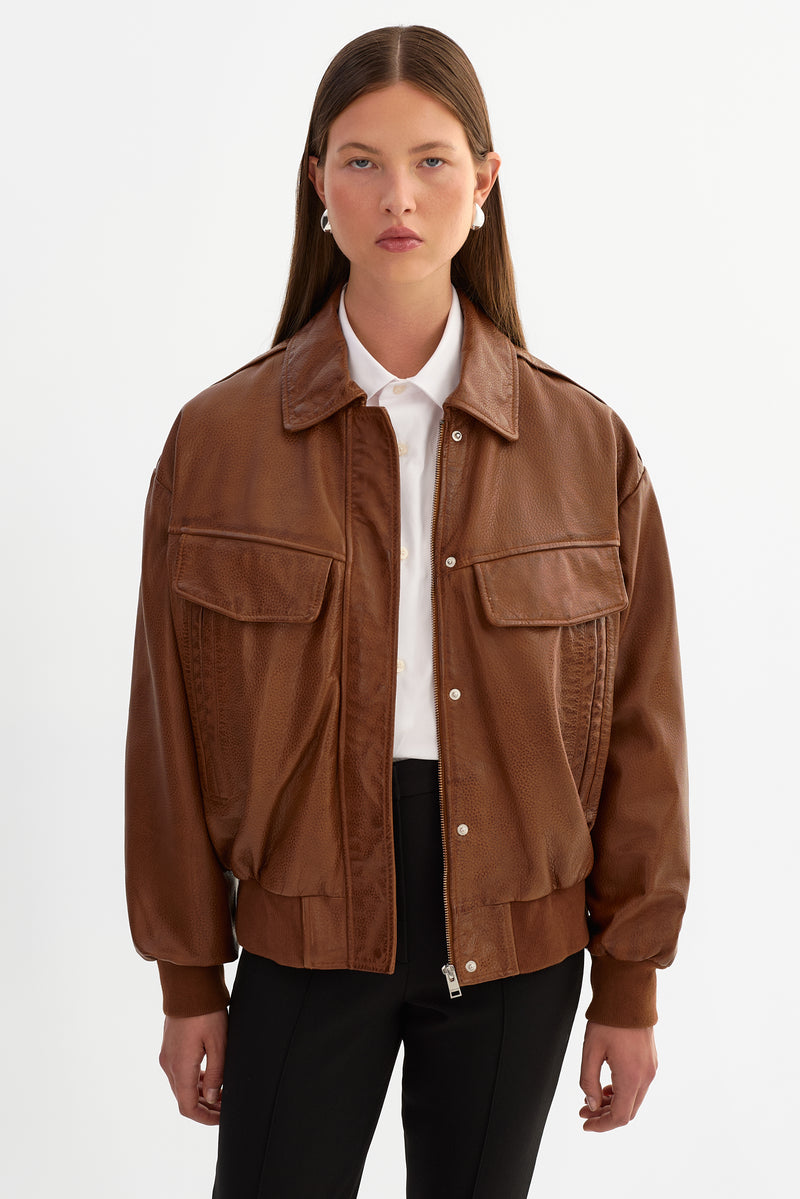 Leather Bomber Jacket