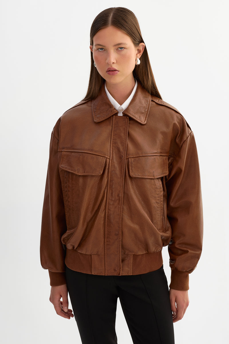 Leather Bomber Jacket