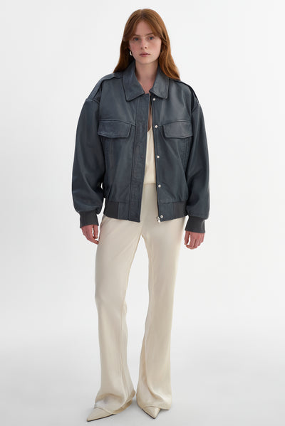 TREVANNA | Leather Bomber Jacket