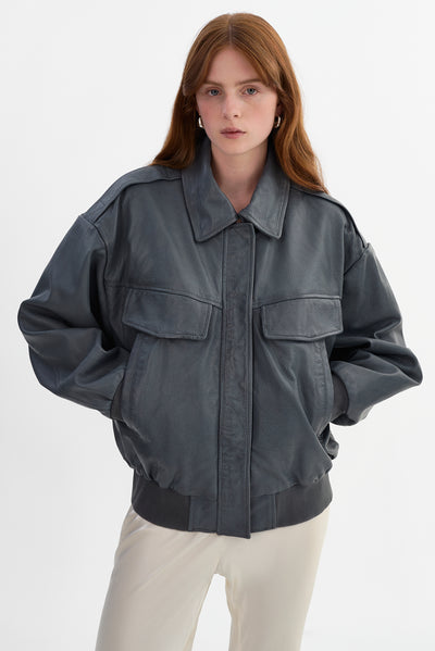 TREVANNA | Leather Bomber Jacket