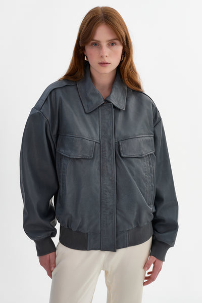 TREVANNA | Leather Bomber Jacket