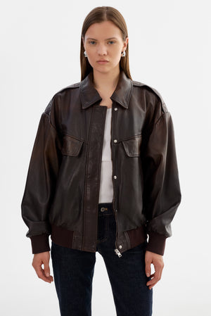 TREVANNA | Leather Bomber Jacket