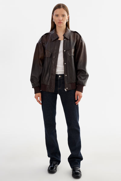 TREVANNA | Leather Bomber Jacket